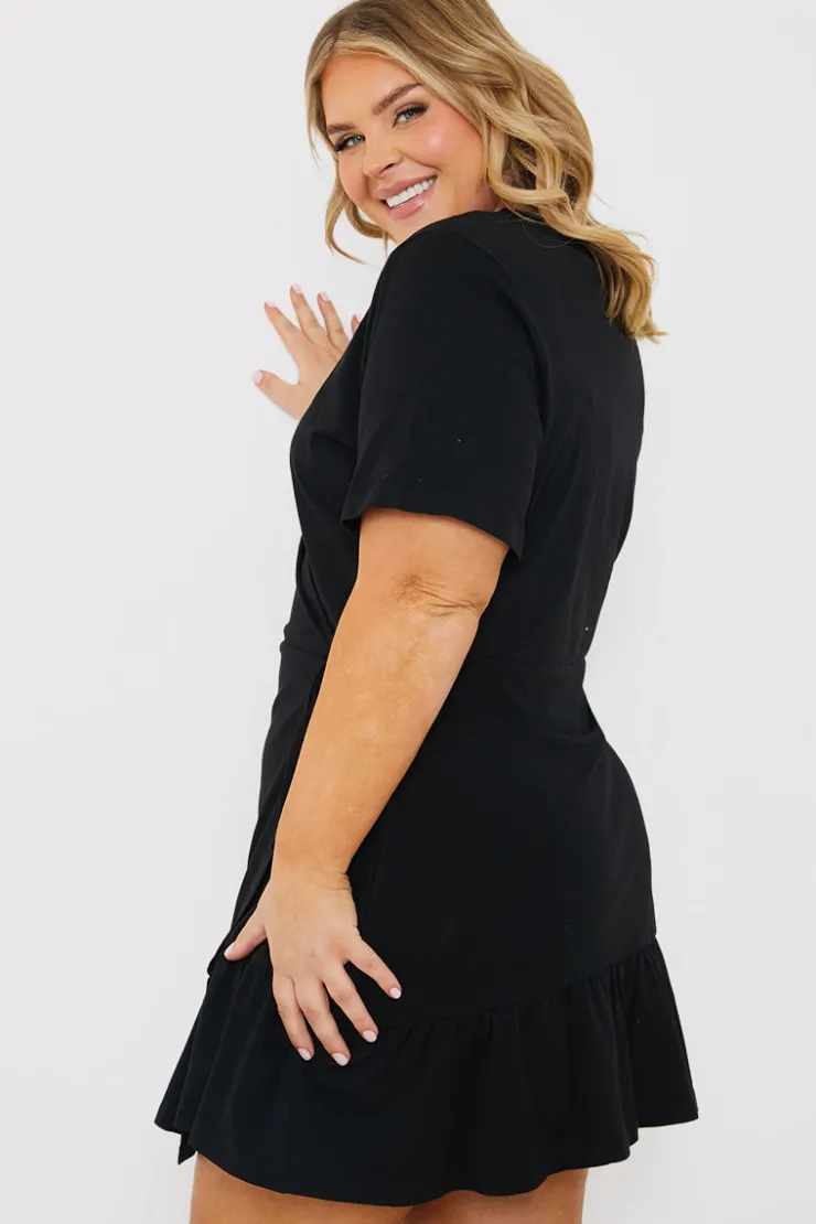 New In The Style Short Sleeve Wrap Swing Dress