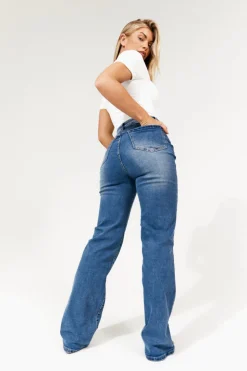 Discount In The Style Sienna Straight Leg Jean Mid blue