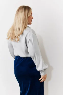 Outlet In the Style Satin Shirt Silver