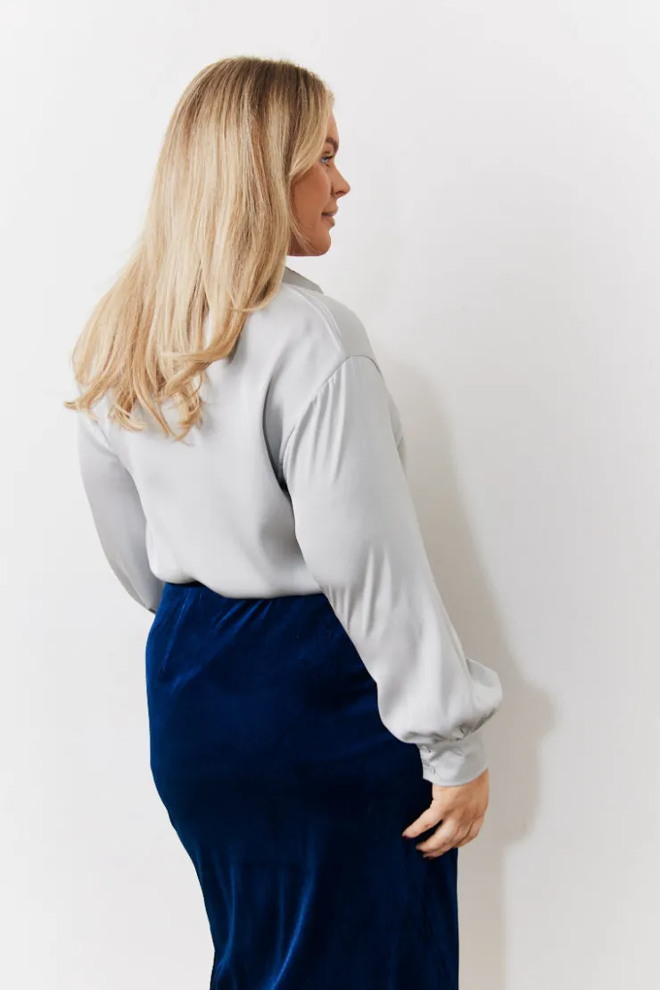 Outlet In the Style Satin Shirt Silver