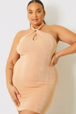 Discount In the Style Slinky Key Hole Cut Out Bodycon Dress Stone