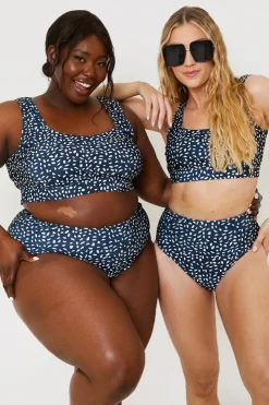 Online In the Style Smudge Spot Print High Waist Bikini Bottoms Black