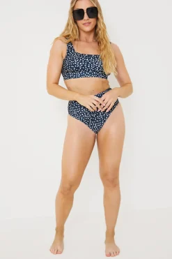 Online In the Style Smudge Spot Print High Waist Bikini Bottoms Black