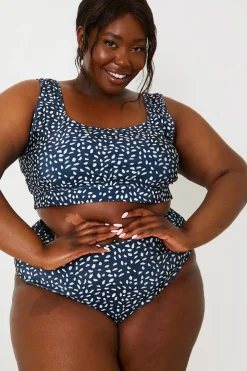 Online In the Style Smudge Spot Print High Waist Bikini Bottoms Black