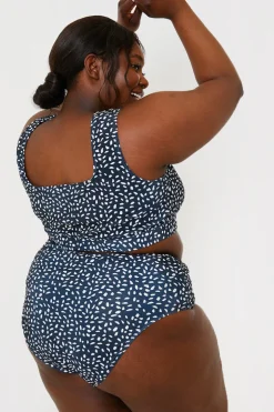Online In the Style Smudge Spot Print High Waist Bikini Bottoms Black