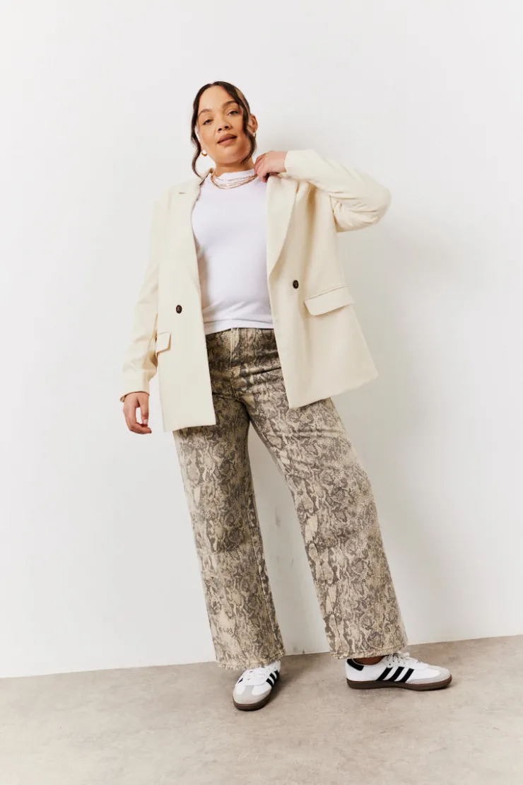 Outlet In The Style Snake Print Straight Leg Jeans Brown