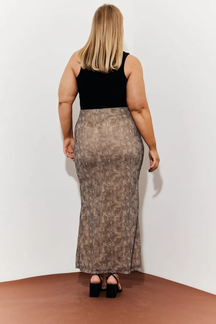 Sale In The Style Snake Skin Printed Mesh Skirt Multi