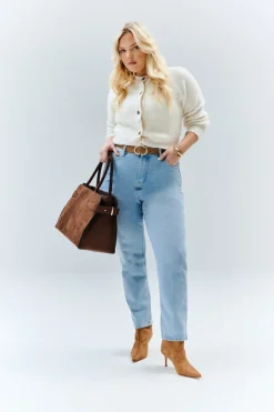 Online In The Style Sofia Straight Mom Jeans Light blue