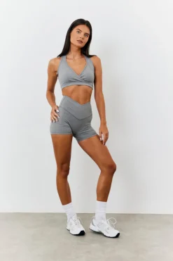 Discount In the Style Soft Touch Medium Support Halter Neck Sports Bra Grey
