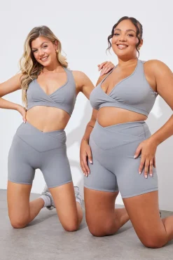 Discount In the Style Soft Touch Medium Support Halter Neck Sports Bra Grey