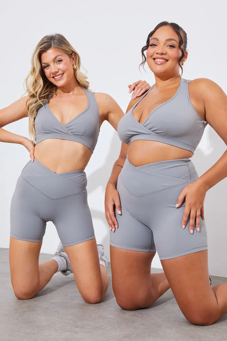Discount In the Style Soft Touch Medium Support Halter Neck Sports Bra Grey