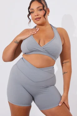 Discount In the Style Soft Touch Medium Support Halter Neck Sports Bra Grey