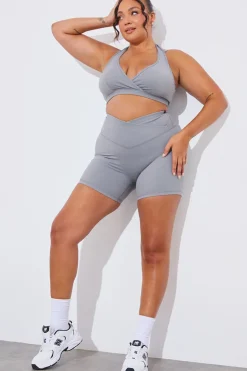 Discount In the Style Soft Touch Medium Support Halter Neck Sports Bra Grey