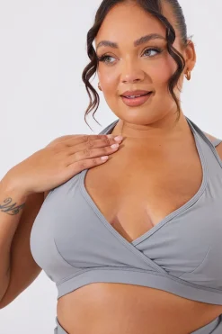 Discount In the Style Soft Touch Medium Support Halter Neck Sports Bra Grey