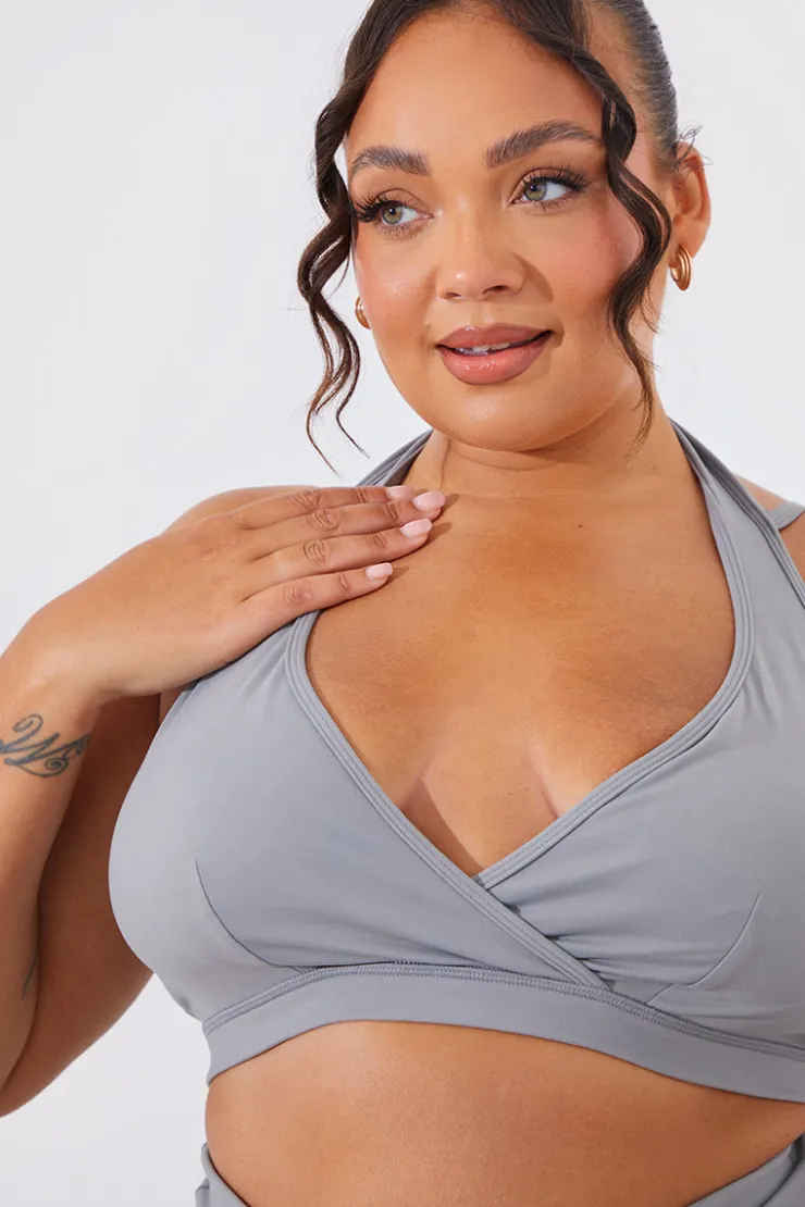 Discount In the Style Soft Touch Medium Support Halter Neck Sports Bra Grey