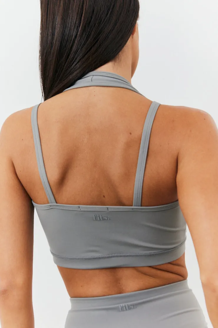 Discount In the Style Soft Touch Medium Support Halter Neck Sports Bra Grey