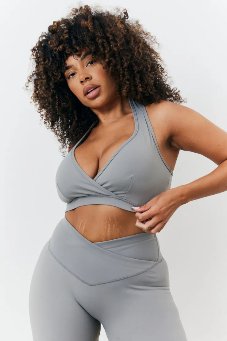 Discount In the Style Soft Touch Medium Support Halter Neck Sports Bra Grey