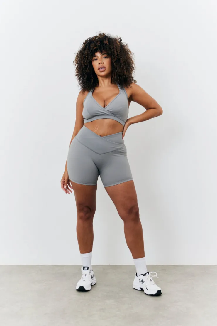 Discount In the Style Soft Touch Medium Support Halter Neck Sports Bra Grey