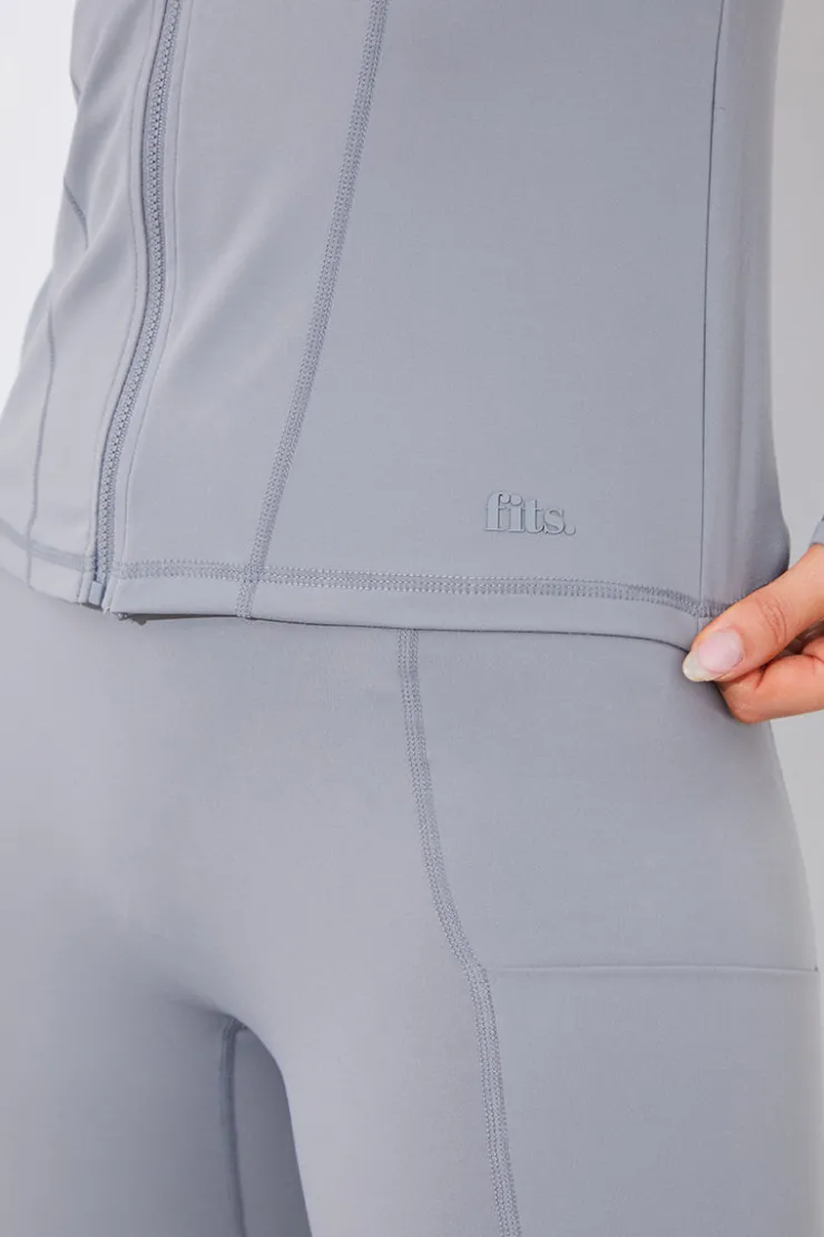 Sale In the Style Soft Touch Seam Detail Zip Through Jacket Grey