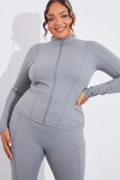 Sale In the Style Soft Touch Seam Detail Zip Through Jacket Grey