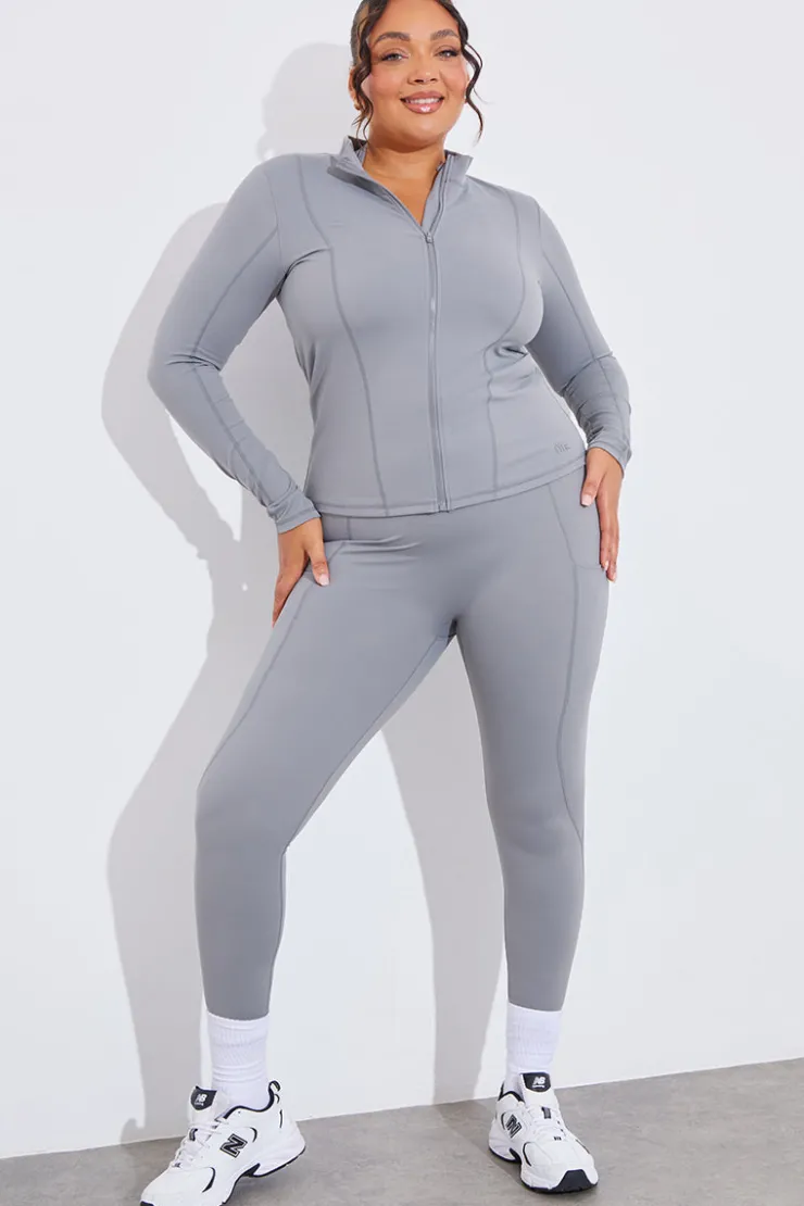 Sale In the Style Soft Touch Seam Detail Zip Through Jacket Grey