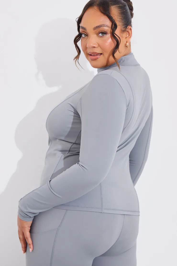 Sale In the Style Soft Touch Seam Detail Zip Through Jacket Grey