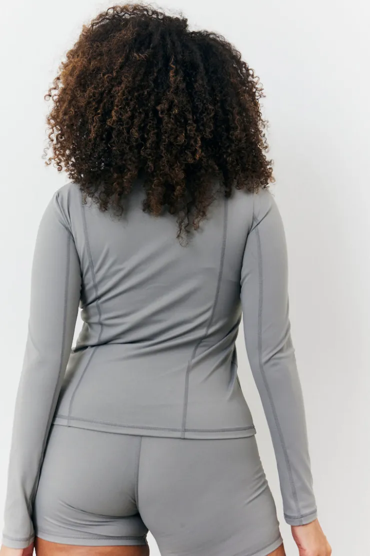 Sale In the Style Soft Touch Seam Detail Zip Through Jacket Grey
