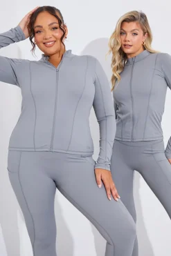 Sale In the Style Soft Touch Seam Detail Zip Through Jacket Grey