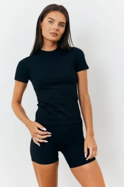 Outlet Fits Soft Touch Short Sleeve Top Black