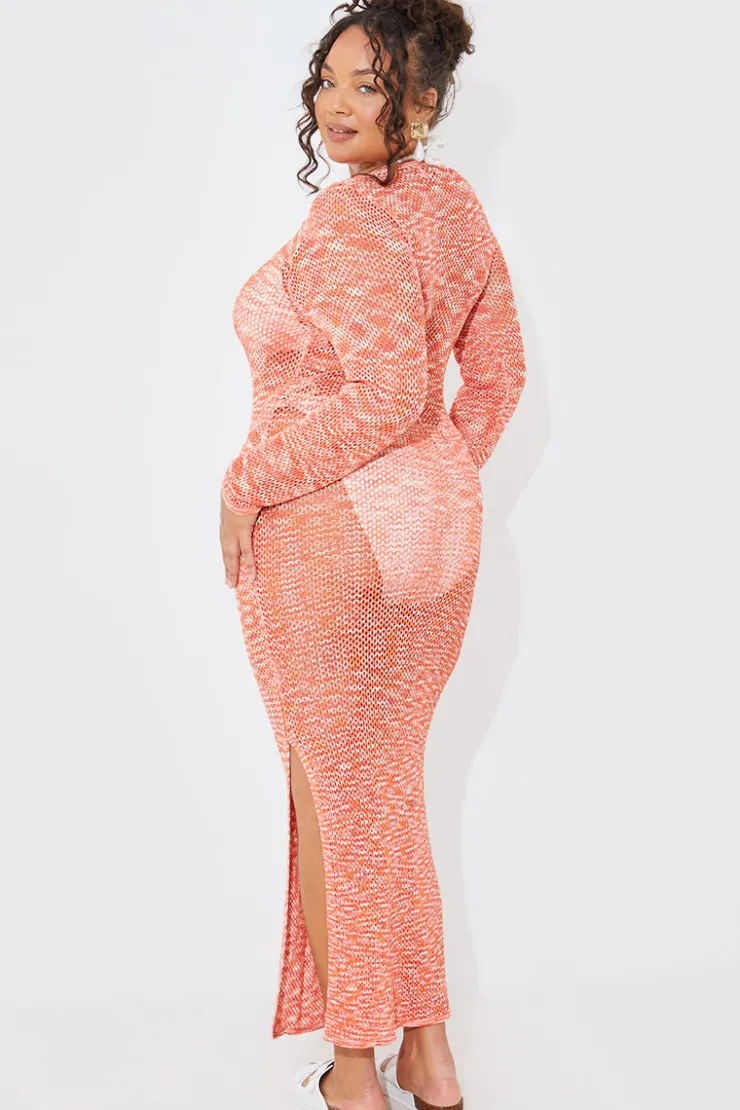 In the Style Space Dye Maxi Knitted Dress Orange
