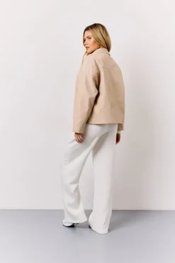 In the Style Button Front Pocket Detail Jacket Stone