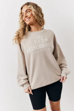 Outlet Fits Leisure Club Graphic Oversized Sweatshirt Stone