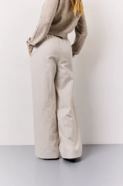 New In the Style Linen Look Stripe Trouser Stone