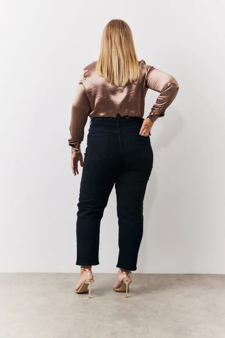 Sale In The Style Straight Leg High Rise Ankle Grazer Jeans Black
