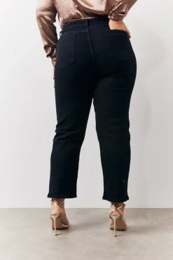 Sale In The Style Straight Leg High Rise Ankle Grazer Jeans Black