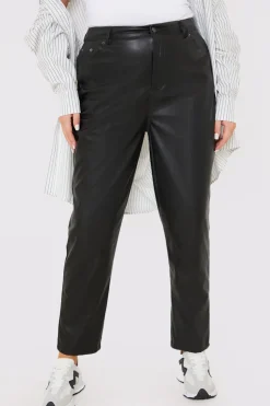 Best Terrie Mcevoy Straight Leg Leather Look Trousers Black