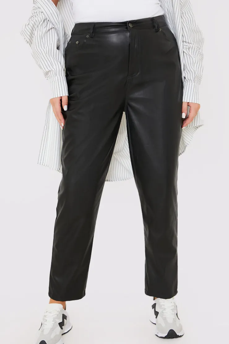 Best Terrie Mcevoy Straight Leg Leather Look Trousers Black