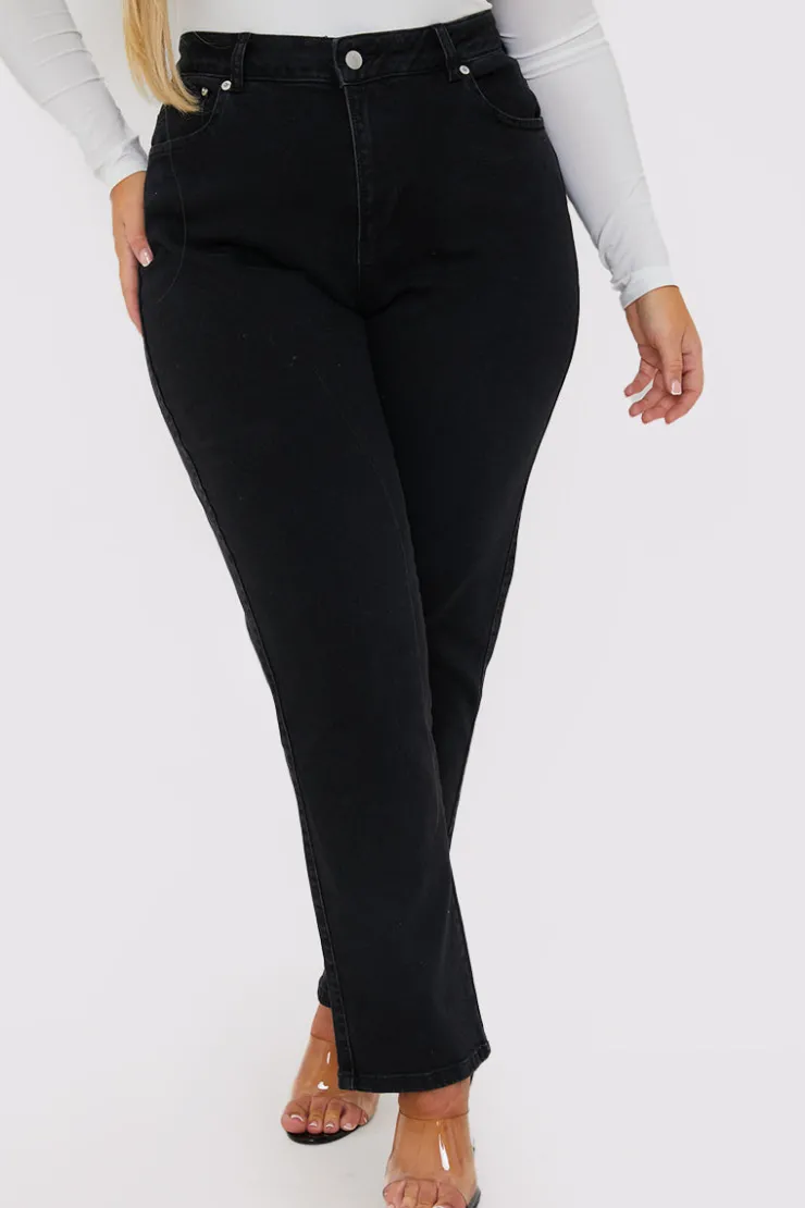 New In The Style Stretch Mom Jeans Black