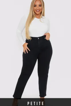 New In The Style Stretch Mom Jeans Black