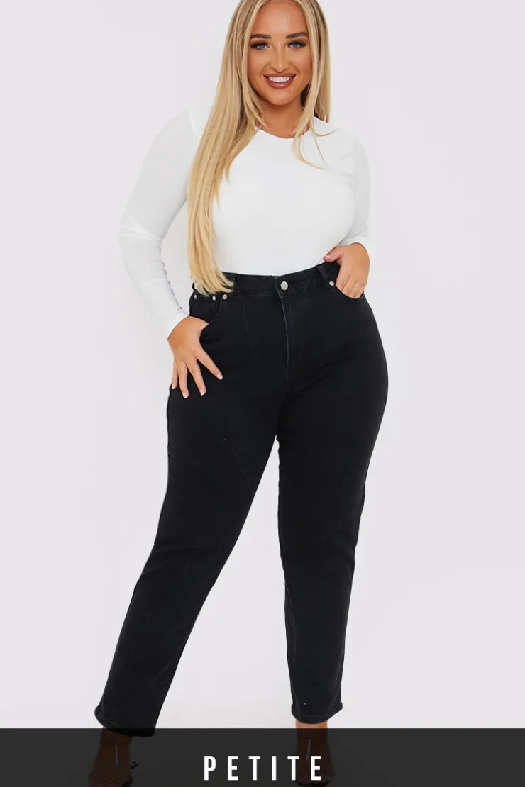 New In The Style Stretch Mom Jeans Black