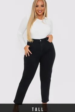 New In The Style Stretch Mom Jeans Black