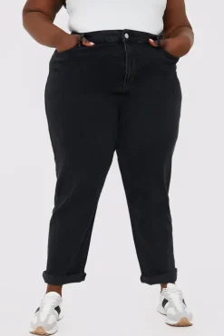 New In The Style Stretch Mom Jeans Black