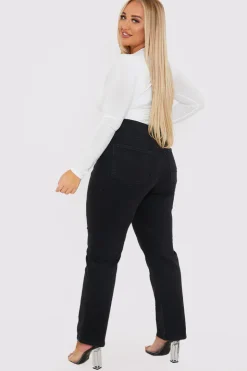 New In The Style Stretch Mom Jeans Black