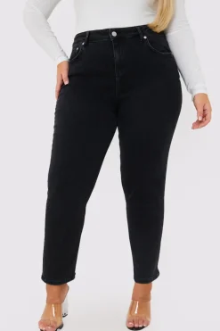 Online In The Style Stretch Straight Jeans Black