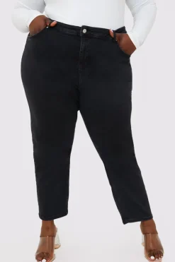 Online In The Style Stretch Straight Jeans Black