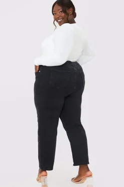 Online In The Style Stretch Straight Jeans Black
