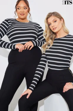 Online In the Style Striped Ribbed Long Sleeve Top
