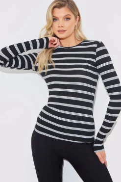 Online In the Style Striped Ribbed Long Sleeve Top