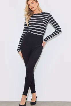 Online In the Style Striped Ribbed Long Sleeve Top
