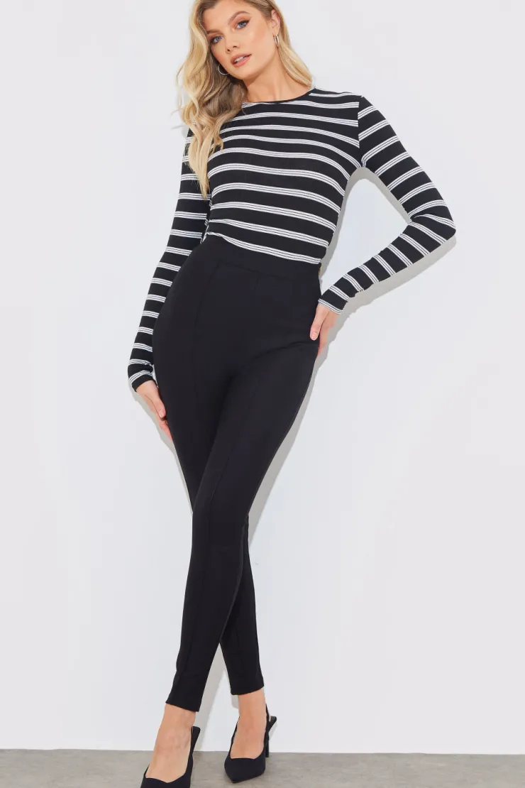 Online In the Style Striped Ribbed Long Sleeve Top